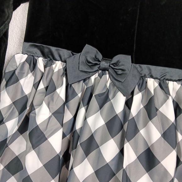 Cat & Jack Dress L (10/12) Black Velvet Plaid Skirt Taffeta Holidays Party L/S - Picture 5 of 12